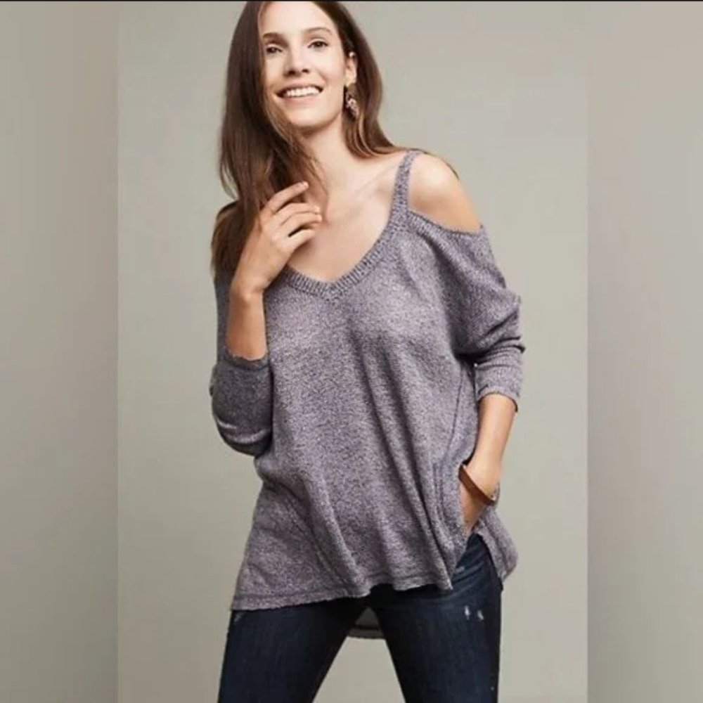 Anthropology Brand "Deletta" Cold Shoulder Knit Top- NWOT